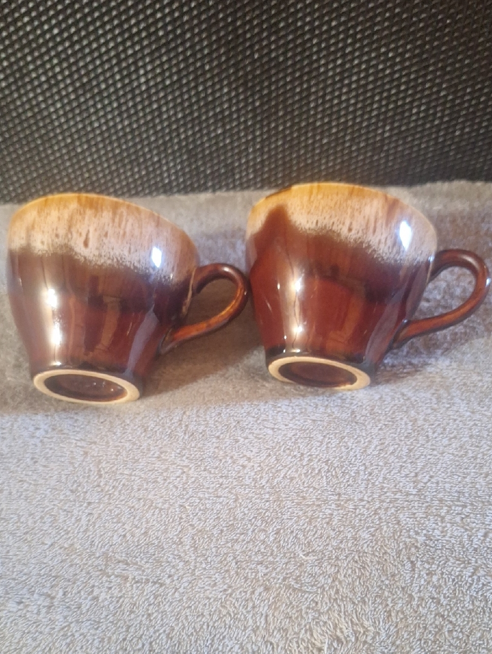 Vintage Brown Drip Glaze Ceramic Coffee Cups - Set of 2 - Picture 2 of 5
